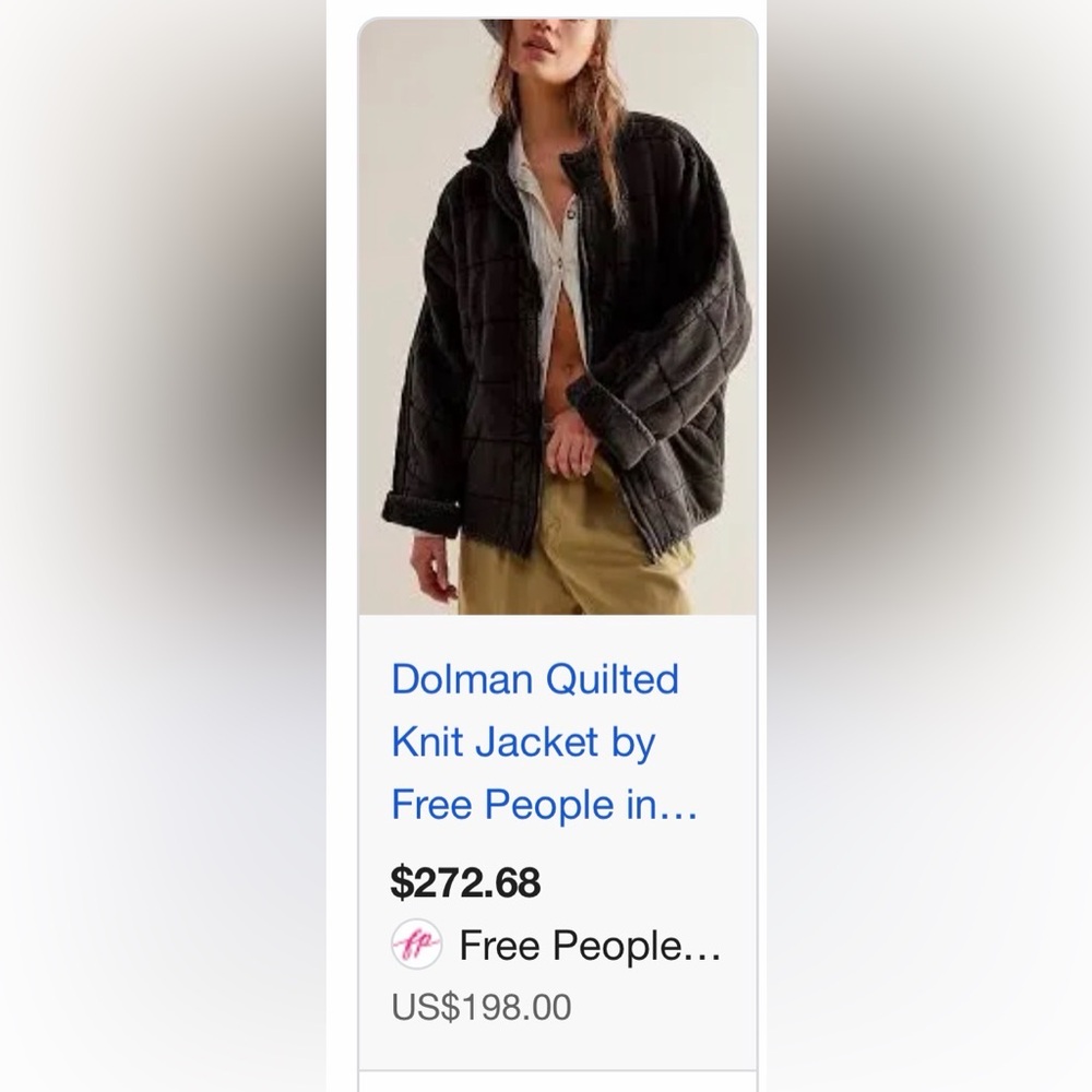 Free People Dolman Black Quilted Jacket - medium